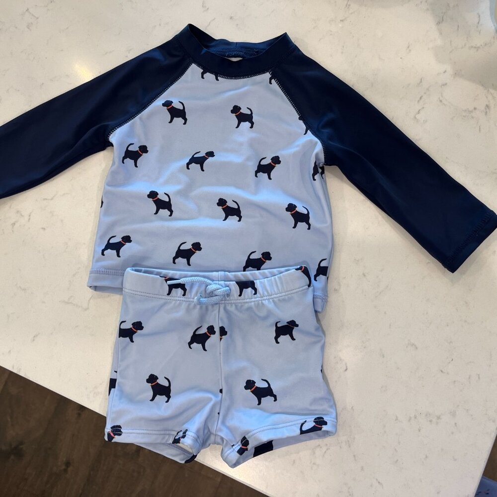 Janie and Jack Rashguard Set - Dog Print - 6-12 months